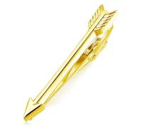 HONEY BEAR 1.93" Mens Tie Clip Bar - Normal Size Silver Feather Arrow for Business Wedding Gift,4.9cm (Shinny Gold)