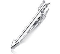 HONEY BEAR 1.93" Mens Tie Clip Bar - Normal Size Silver Feather Arrow for Business Wedding Gift,4.9cm (Shinny Silver)
