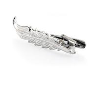 HONEY BEAR 1.93in Leaf Mens Tie Clip Bar - Normal Size for Business Wedding Gift,4.9cm,Silver