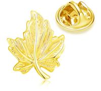 HONEY BEAR 1 Piece Brooches Pins Maple Leaf for Men/Women Suit Shirt Business Wedding Gift, 2.2*1.8cm(0.87*0.71inch), Brass, No Gemstone