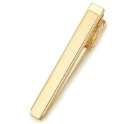 HONEY BEAR 2.12inch Copper Tie Clip Bar Clasps for Men Normal Size for Business Wedding Gift with Box 5.4cm (Shinny with Brushed Matte Gold)