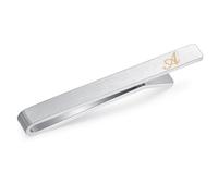 HONEY BEAR 2.12inch Mens Initial Alphabet Letter Tie Clip Bar - Normal Size for Business Wedding Gift,5.4cm,Brushed Silver A - Z (A upgrade with box 5.4cm)
