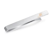 HONEY BEAR 2.12inch Mens Initial Alphabet Letter Tie Clip Bar - Normal Size for Business Wedding Gift,5.4cm,Brushed Silver A - Z (M upgrade with box 5.4cm)