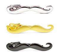 HONEY BEAR 3pcs Mens/Boys Moustache Beard Tie Clip Bar Set for Skinny Narrow Size/Normal Size Tie Stainless Steel for Business Wedding Gift (5.6cm without box)