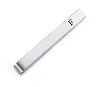 HONEY BEAR 5.4cm Silver Initial Letter Tie Clip for Men Wedding Business