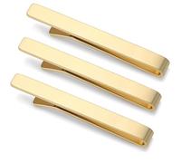 HONEY BEAR 5.4cm Standard Tie Clip Bar 3pcs Set for Men Wedding Business | Classic Minimalist, Gift-Boxed, Thickened, Rounded Corners, Easy to Slide On, Gentle Grip, No Snag or Wrinkle