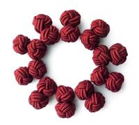 HONEY BEAR 5 Pairs Mens/Women Silk Fabric Knot Twisted Cufflinks Set, for Shirt/Dress Business Wedding,Round Shape with Box (Dark Red with box)