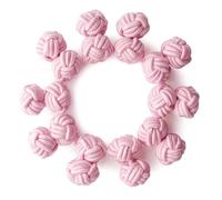 HONEY BEAR 5 Pairs Mens/Women Silk Fabric Knot Twisted Cufflinks Set, for Shirt/Dress Business Wedding,Round Shape (Light Pink without box)