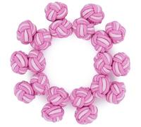 HONEY BEAR 5 Pairs Mens/Women Silk Fabric Knot Twisted Cufflinks Set, for Shirt/Dress Business Wedding,Round Shape (Pink White without box)