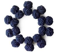 HONEY BEAR 5 Pairs Mens/Women Silk Fabric Knot Twisted Cufflinks Set, for Shirt/Dress Business Wedding,Round Shape (Navy Blue without box)