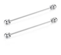 HONEY BEAR 6.4cm Shirt Collar Pin Bar 2pcs Set for Men Wedding Gift