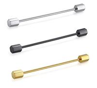HONEY BEAR 6.4cm Shirt Collar Pin Bar 3pcs Set for Men Wedding Gift