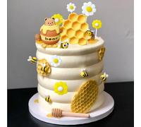 Honey Bear Cake Decorations Honey Comb Decorations Bee Cupcake Toppers Fun to Bee One Cake Topper Daisy Flower Cake Topper for Baby Shower Birthday Bridal Shower