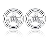 HONEY BEAR Car Steering Wheel Novelty Cufflinks for Men, Stainless Steel Round Retro, Cuff links Gift Silver