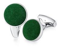 HONEY BEAR Cotton Velvet Round Cufflinks for Men Wedding and Business