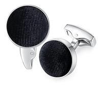 HONEY BEAR Cotton Velvet Round Cufflinks for Men Wedding and Business