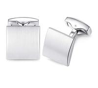 HONEY BEAR Cufflinks for Mens - Square for Business Wedding Gift (Brushed Silver)