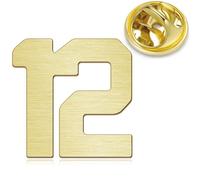 HONEY BEAR Digital Number 4/5/6/9/10/12/18/21/24 Collar Brooch Lapel Hat Pins Badge for Mens' Suit/Women's Shirt for Business Gift, Brushed Gold (No.12-0.59")