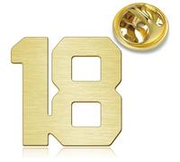 HONEY BEAR Digital Number 4/5/6/9/10/12/18/21/24 Collar Brooch Lapel Hat Pins Badge for Mens' Suit/Women's Shirt for Business Gift, Brushed Gold (No.18-0.59")