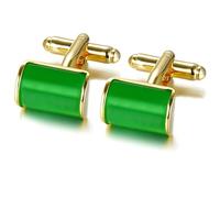 HONEY BEAR Green Opal Cat Eye Rectangle Cufflinks for Men Wedding Business
