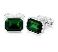 HONEY BEAR Green Zircon Crystal Octagonal Cufflinks for Men Wedding Business