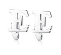 HONEY BEAR Initial Alphabet Letter Cufflinks for Men's Shirt Accessories,Stainless Steel Silver (One Pair E)