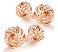 HONEY BEAR Knot Cufflinks with Ball Foot for Men's Shirt Wedding Business Shinny Rose Gold