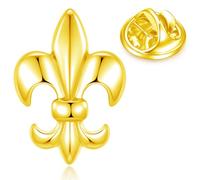 HONEY BEAR Lily Lilium Flower Collar Brooch Label Pins Badge for Mens' Suit/Women's Shirt for Business Wedding Gift with Box (Shinny Gold)