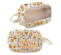 Honey Bear Makeup Bag I've Got My Mind On My Hunny and My Hunny On My Mind Hunny Gifts Cartoon Bear Travel Pouch Cosmetic Bag