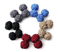 HONEY BEAR Men/Women Silk Knot Cufflinks Elastic Fabric 5 Pair Set with Box