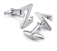 HONEY BEAR Mens Initial Alphabet Letter Silver White Steel Wedding Formal Business Cufflinks (Z)