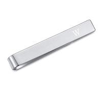 HONEY BEAR Mens Initial Alphabet Letter Tie Clip Bar - for Skinny Narrow Size Tie, Stainless Steel for Business Wedding Gift,4cm,Brushed Silver,A - Z