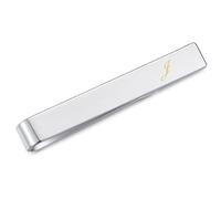 HONEY BEAR Mens Initial Alphabet Letter Tie Clip Bar for Skinny Narrow Size Tie Stainless Steel for Business Wedding Gift 4cm Brushed Silver A - Z (J 4cm)