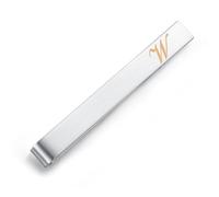 HONEY BEAR Mens Initial Alphabet Letter Tie Clip Bar - Normal Size for Business Wedding Gift,5.4cm,Brushed Silver A - Z (W)