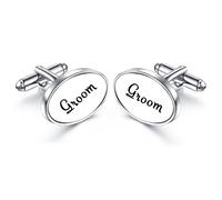 HONEY BEAR Mens Oval Wedding Cufflinks with Gift Box (Groom)