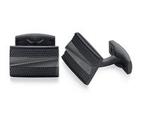 HONEY BEAR Mens Rectangle Business Wedding Black Cufflinks for Shirt Accessories Black