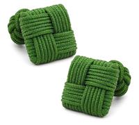 HONEY BEAR Mens Silk Knot Cufflinks,Square for Business Wedding Gift (Green Dark)