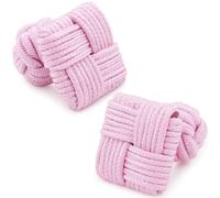 HONEY BEAR Mens Silk Knot Cufflinks,Square for Business Wedding Gift (Light Pink)