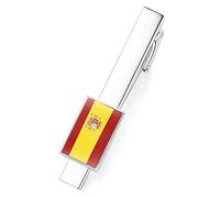 HONEY BEAR Mens Tie Clip Bar National Flag - Normal Size for Business Wedding Gift,5.4cm (Spain Spainish Flag)