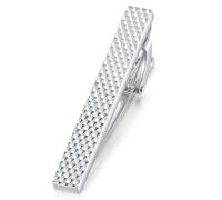 HONEY BEAR Mens Tie Clip Bar Net Normal Size for Business Wedding Gift,5cm/5.4cm (Silver-5cm)