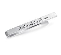 HONEY BEAR Mens Wedding Marriage Tie Clip Bar - Normal Size Gift,5.4cm,Brushed SIlver (Thicker Father of the Groom)