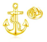 HONEY BEAR Nautische Anker Anchors Boat Sailors Ocean Collar Brooch Label Pins Badge for Mens' Suit/Women's Shirt for Business Wedding Gift with Box (Shinny Gold)