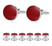 HONEY BEAR Onyx Cufflinks and Studs 8pcs Set for Men Shirts Tuxedo