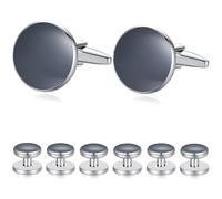 HONEY BEAR Onyx Cufflinks and Studs 8pcs Set for Men Shirts Tuxedo
