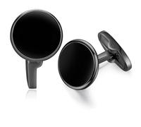 HONEY BEAR Pearl Shell Onyx Round Cufflinks for Men Wedding Business