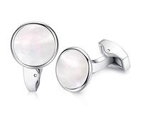 HONEY BEAR Pearl Shell Onyx Round Cufflinks for Men Wedding Business
