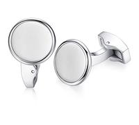 HONEY BEAR Pearl Shell Onyx Round Cufflinks for Men Wedding Business