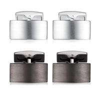 HONEY BEAR Rectangle Cufflinks 2-Pair Set for Men Wedding and Business