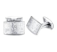 HONEY BEAR Rectangle Retro Silver Cufflinks for Men Wedding Business