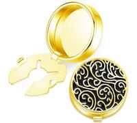 HONEY BEAR Round Retro Pattern Carved Button Covers Cufflinks for Mens Ordinary Shirt Wedding Business Gift Black/Silver (Black with Gold)